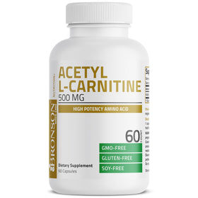 Bronson Acetyl L-Carnitine 500 mg capsules, capsules à l'intérieur