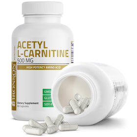 Bronson Acetyl L-Carnitine 500 mg capsules, dos de la boîte