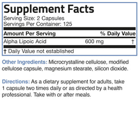 Bronson Acide Alpha Lipoïque 600 mg avec un verre d'eau