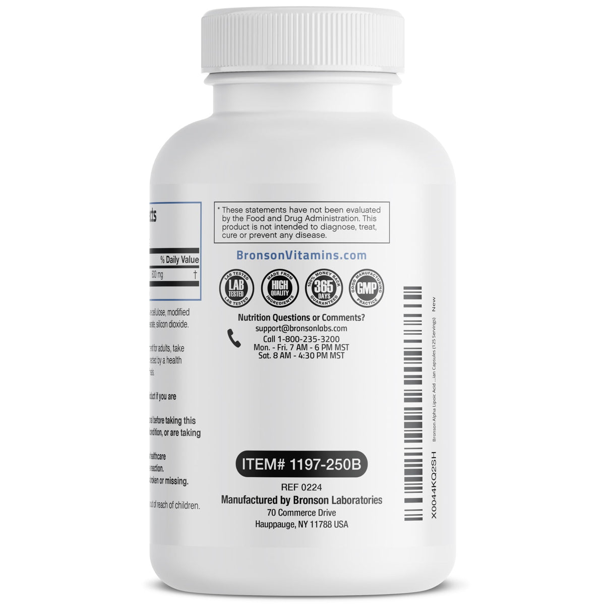 Bronson Acide Alpha Lipoïque 600 mg capsules végétaliennes
