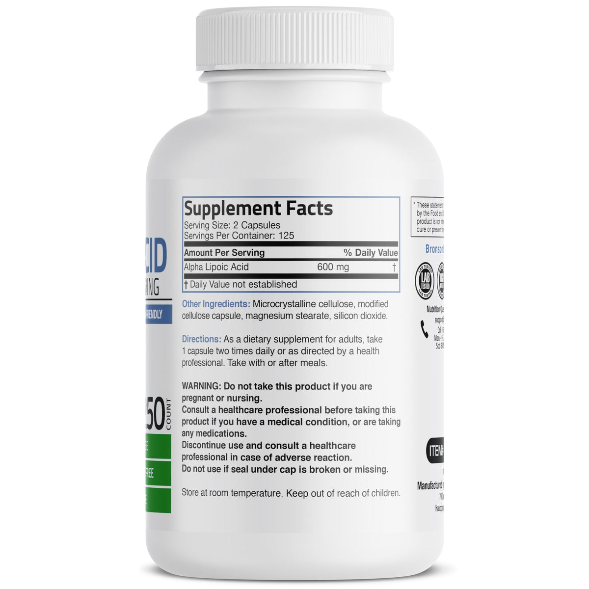 Bronson Acide Alpha Lipoïque 600 mg emballage