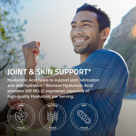 Bronson Acide Hyaluronique 200 mg 100 capsules, présentation sur fond neutre