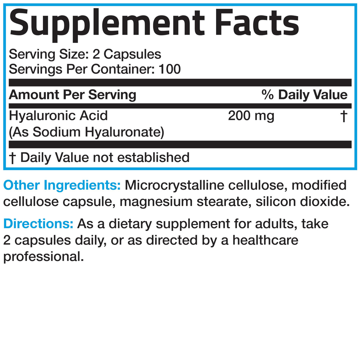 Bronson Acide Hyaluronique 200 mg avec d'autres compléments