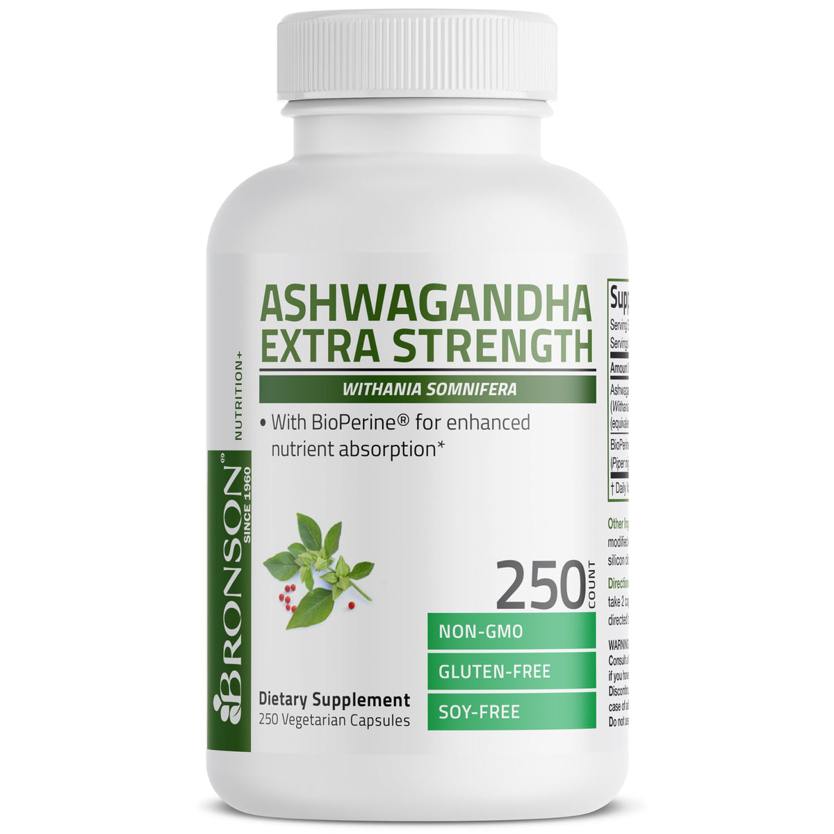 Bronson Ashwagandha 250 capsules sur une table