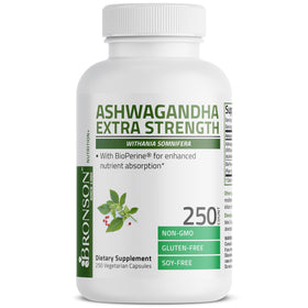 Bronson Ashwagandha 250 capsules sur une table