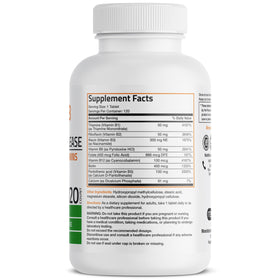 Bronson B-Complex 120 comprimés avec étiquette détaillant les vitamines