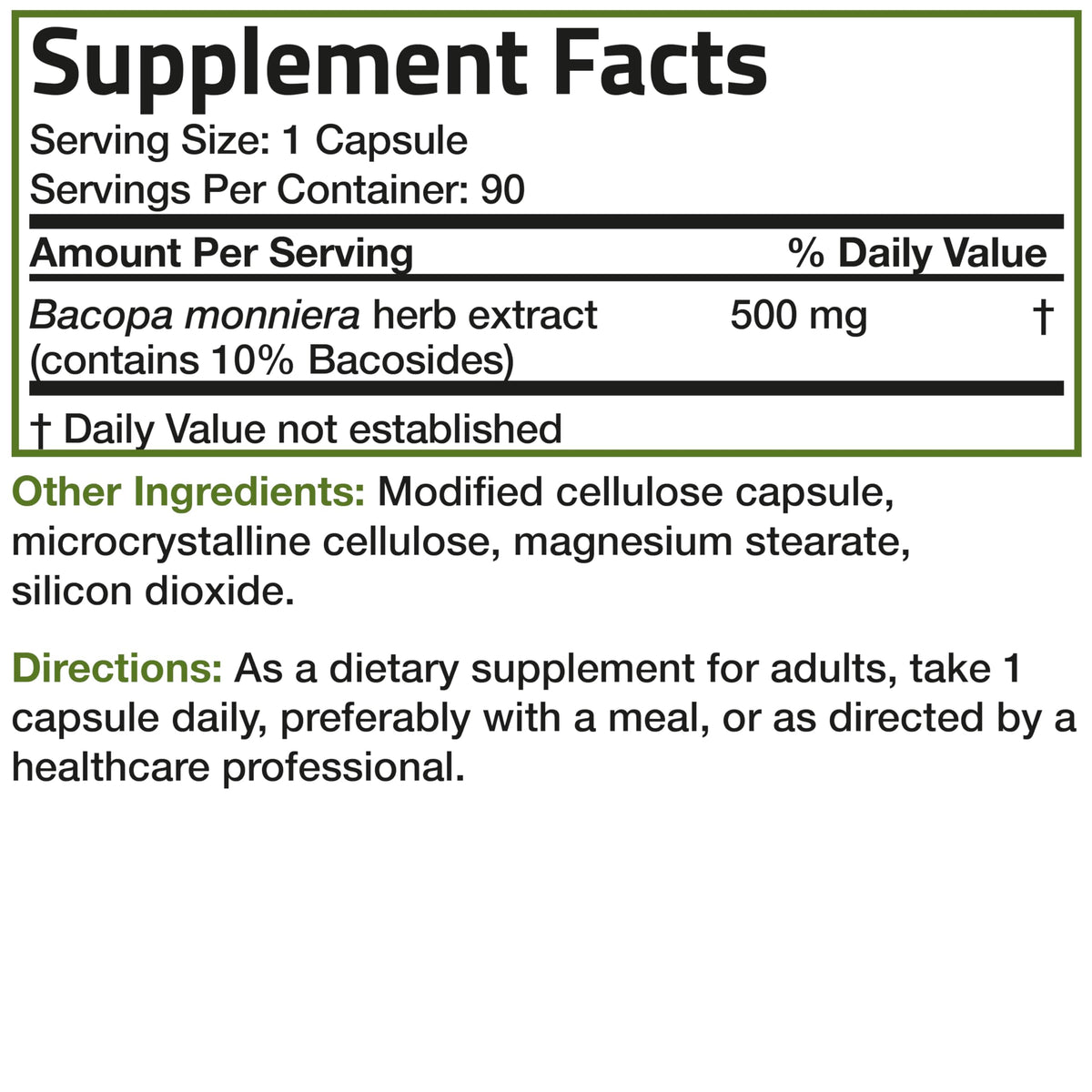 Bronson Bacopa Monnieri Extrait 500 mg vue arrière