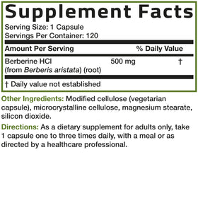 Bronson Berbérine HCl 500 mg, capsules dans une main