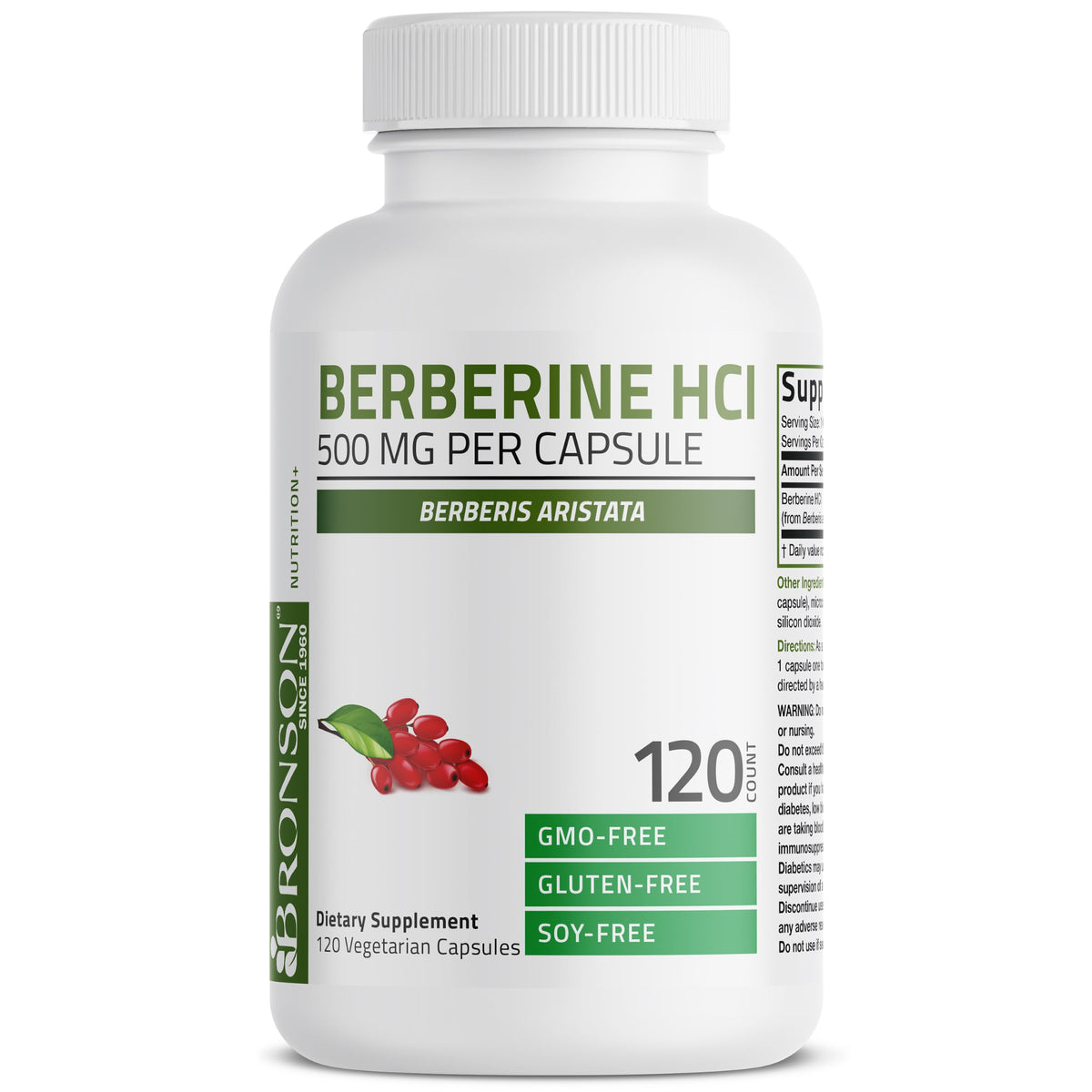 Bronson Berbérine HCl 500 mg, capsules sur une table
