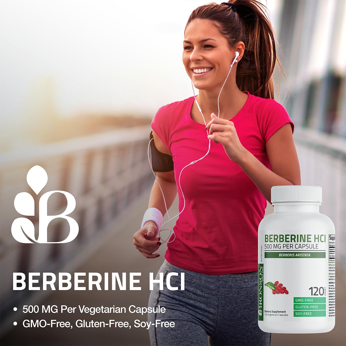 Bronson Berbérine HCl 500 mg, capsules végétariennes ouvertes