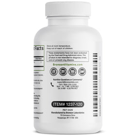 Bronson Berbérine HCl 500 mg, vue de l'arrière de la boîte
