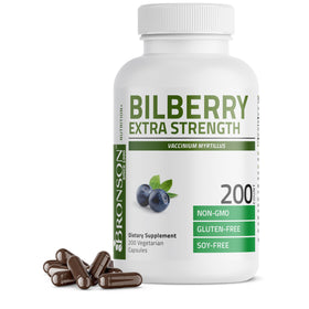 Bronson Bilberry 200 Capsules vue avant avec étiquette