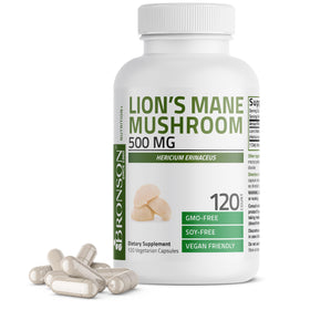 Bronson Champignon Crinière de Lion 500mg ouvert avec capsules