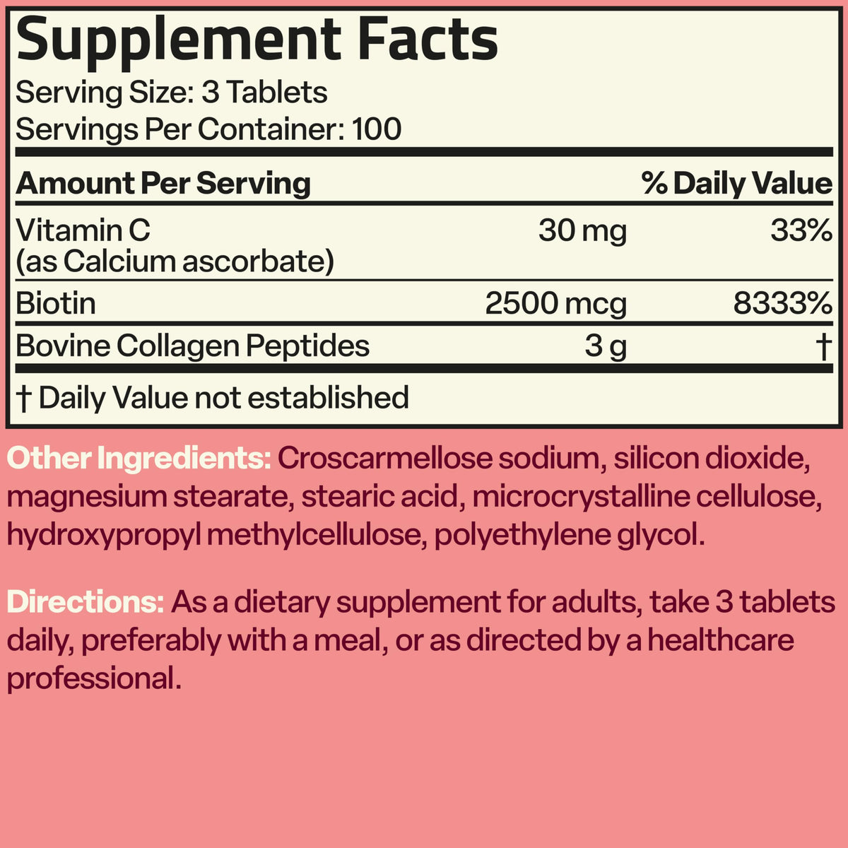 Bronson Collagen Peptides 3000mg comprimés dans un verre d'eau