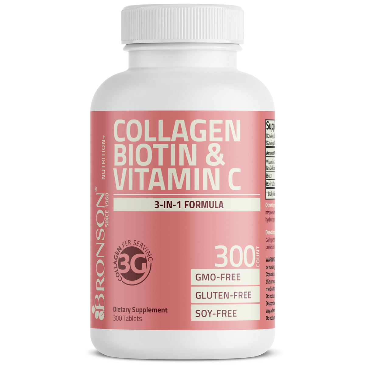 Bronson Collagen Peptides 3000mg comprimés en main