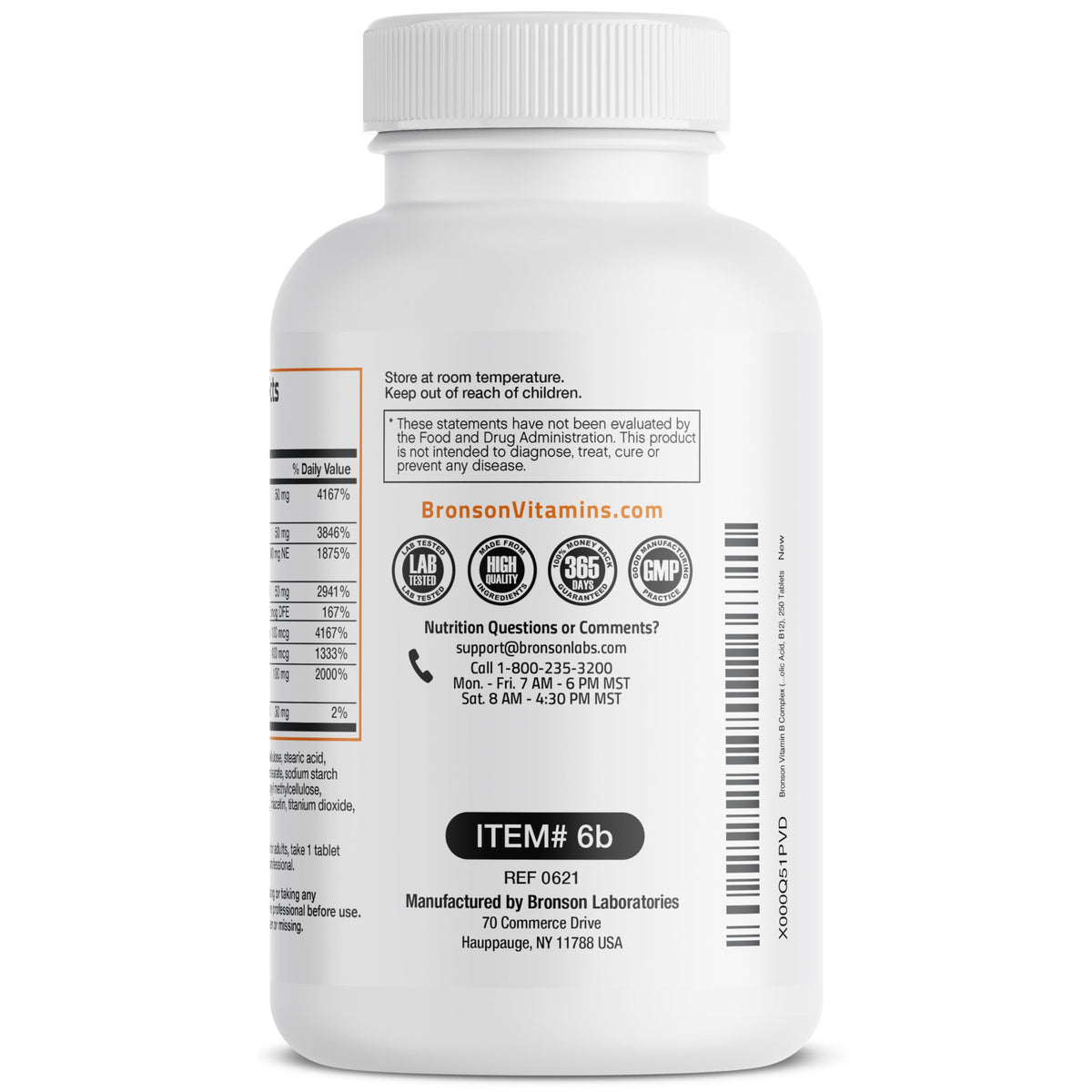 Bronson complexe de vitamines B 250 comprimés avec des ingrédients naturels