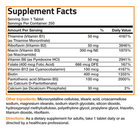 Bronson complexe de vitamines B 250 comprimés dans son emballage