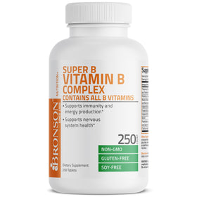 Bronson complexe de vitamines B 250 comprimés sur une table