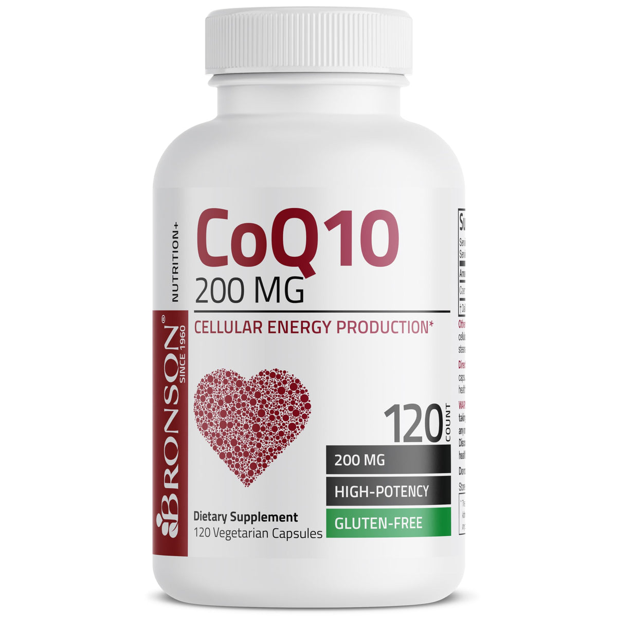 Bronson CoQ10 200 mg, capsule ouverte montrant le contenu