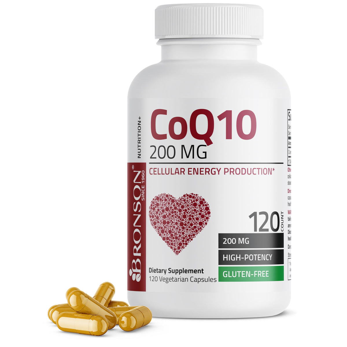 Bronson CoQ10 200 mg capsules végétariennes, vue de face