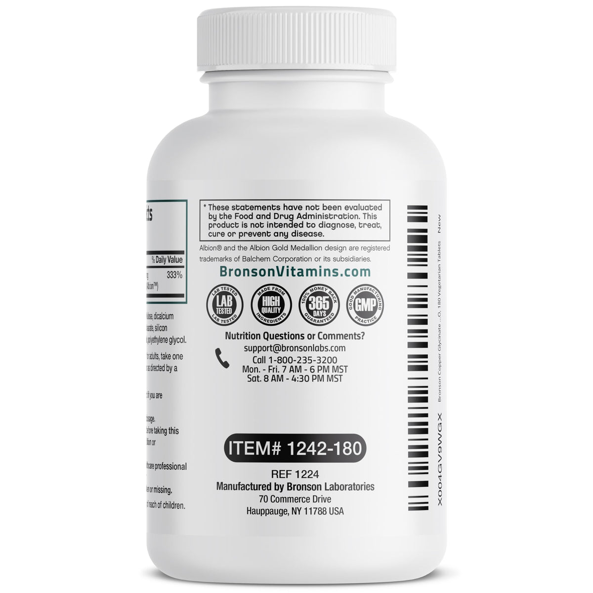 Bronson Cuivre 3 mg Bisglycinate Chélaté dans son emballage