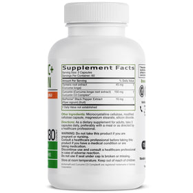 Bronson Curcuma Curcumin Extra, étiquette et informations nutritionnelles