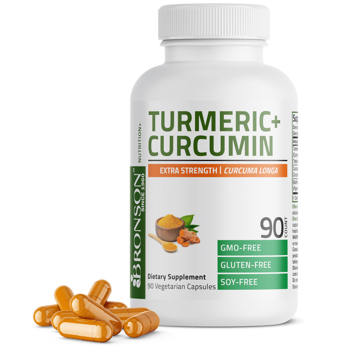 Bronson Curcuma Extra Fort 90 capsules végétariennes vue de face