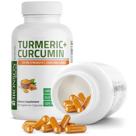Bronson Curcuma Extra Fort capsules avec flacon ouvert