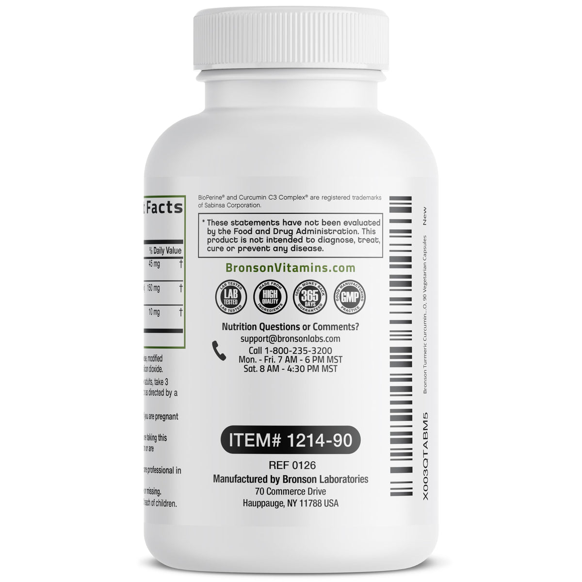Bronson Curcuma Extra Fort capsules en gros plan