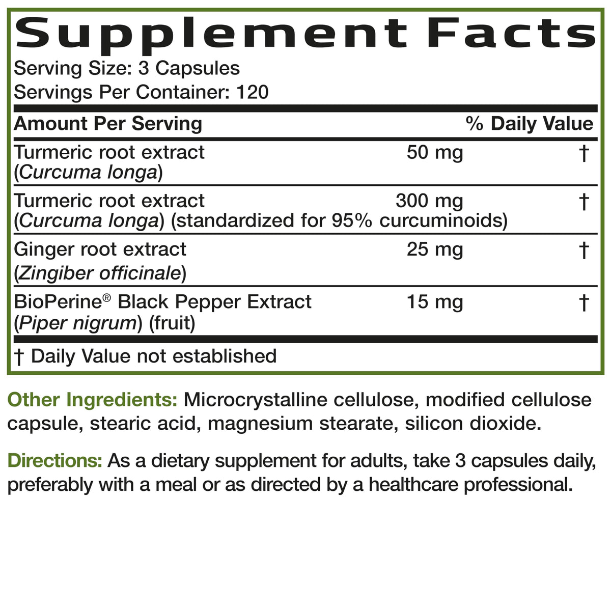 Bronson Curcuma + Gingembre 360 capsules végétariennes en gros plan
