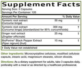 Bronson Curcuma + Gingembre 360 capsules végétariennes en gros plan