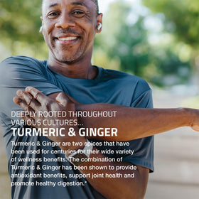 Bronson Curcuma + Gingembre 360 capsules végétariennes sur fond blanc