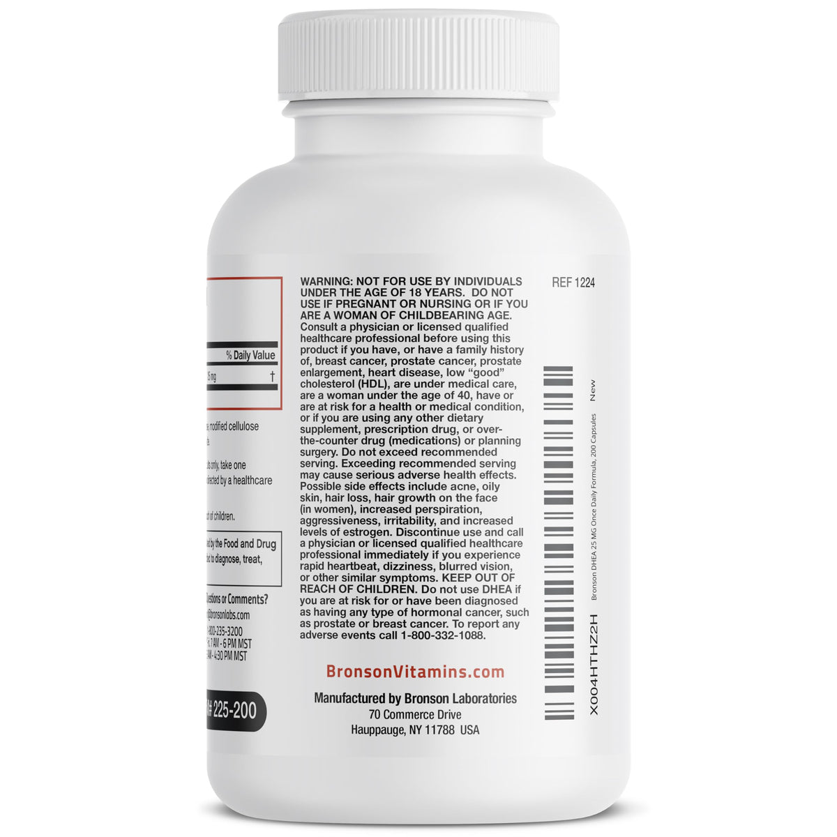 Bronson DHEA 25mg, capsules sur une surface blanche