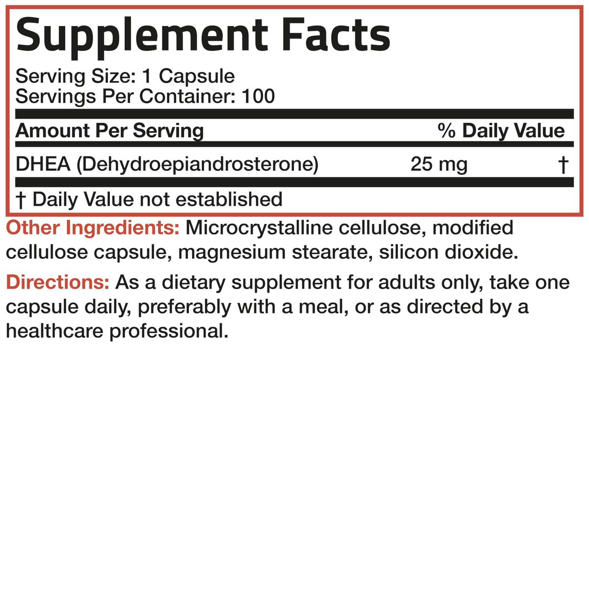 Bronson DHEA 25mg, gélules avec des compléments alimentaires