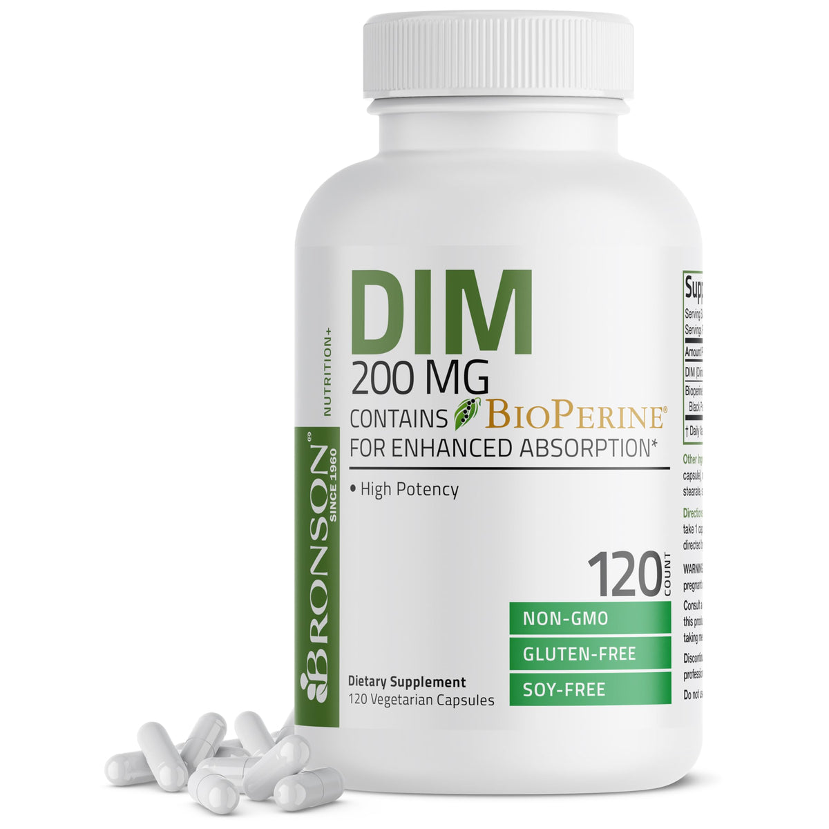 Bronson DIM 200 mg 120 gélules végétariennes vue de face