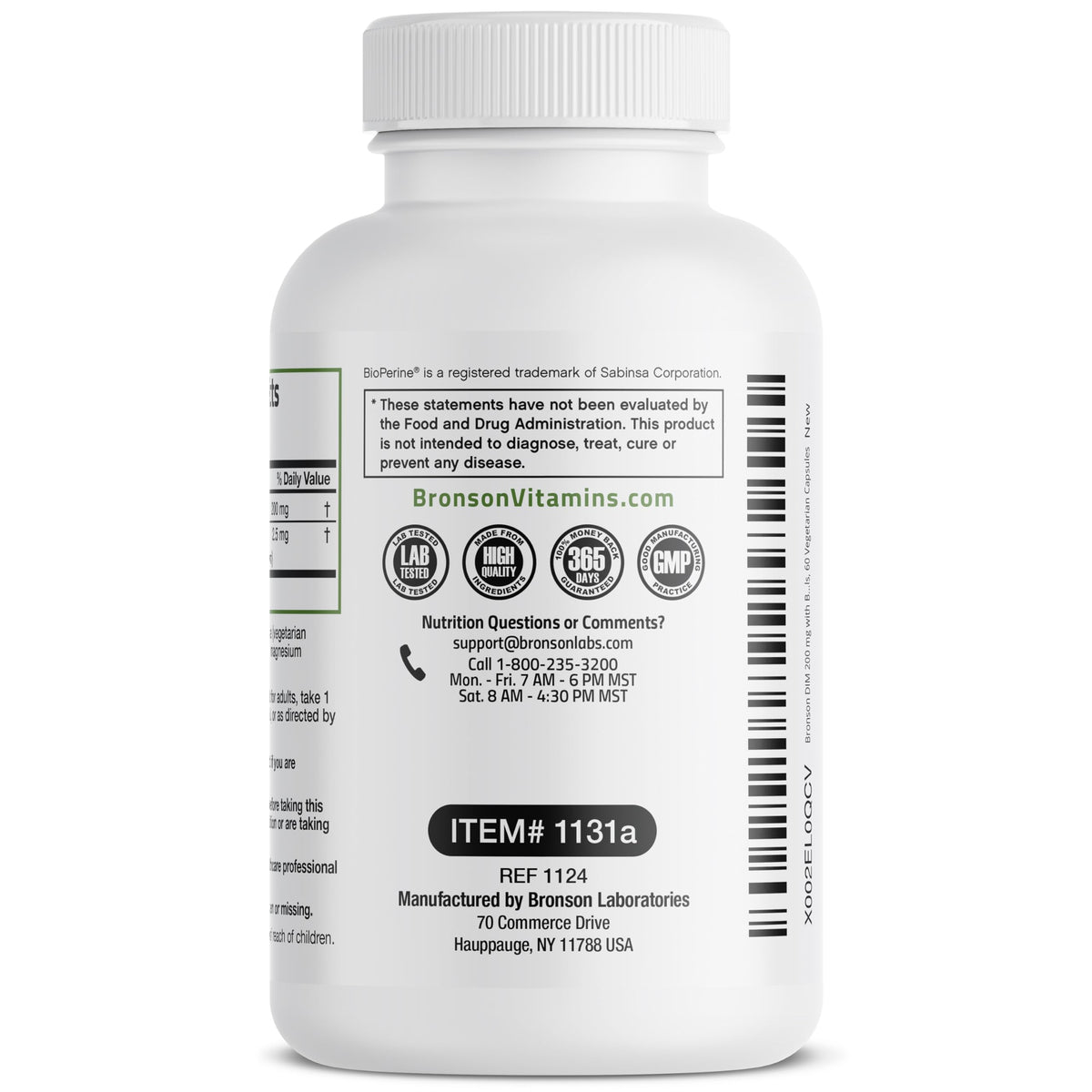 Bronson DIM 200 mg 60 capsules végétariennes avec BioPerine