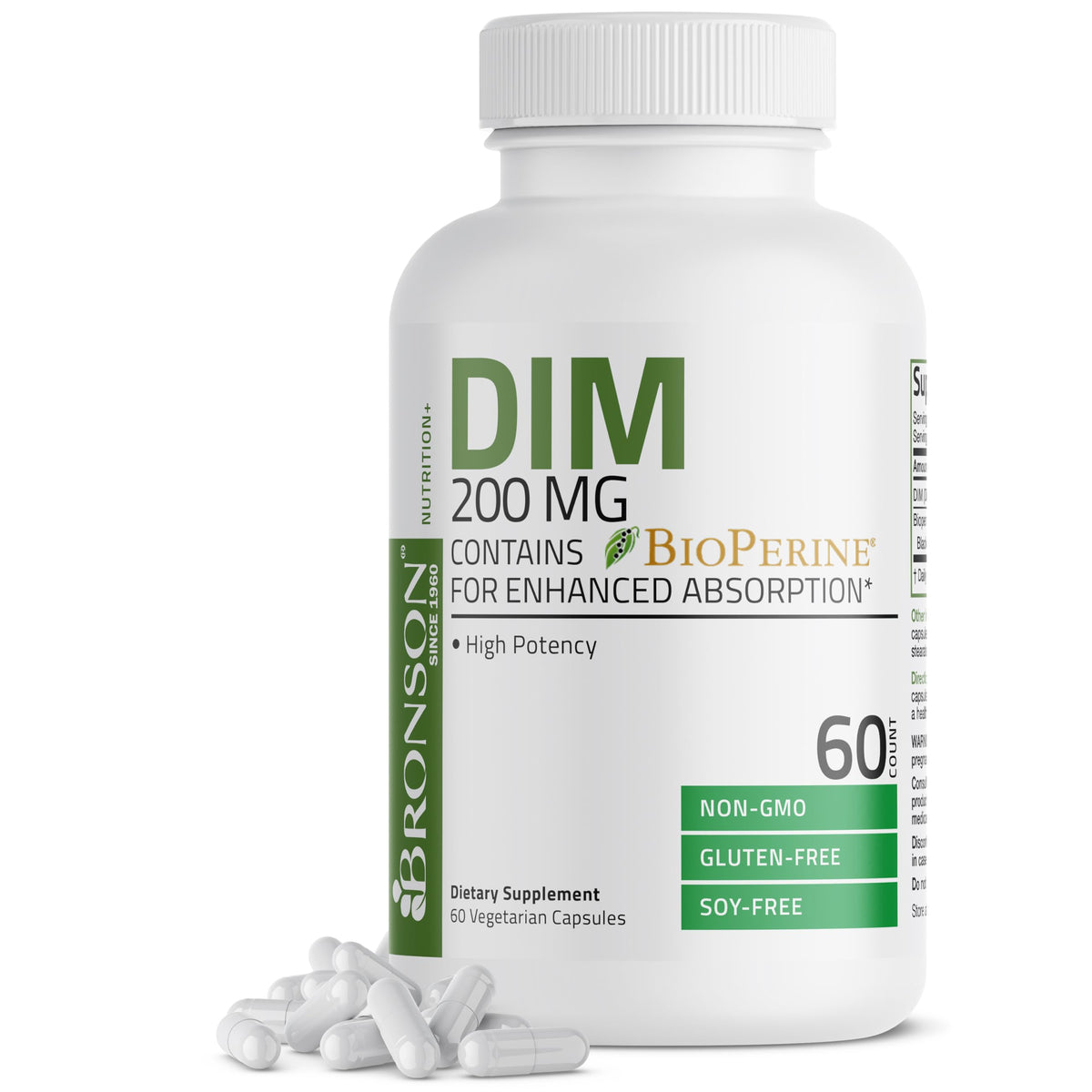 Bronson DIM 200 mg 60 capsules végétariennes vue de face