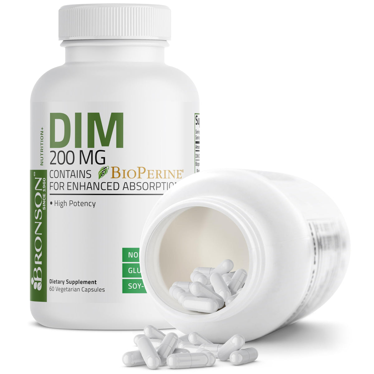 Bronson DIM 200 mg capsules sur une table