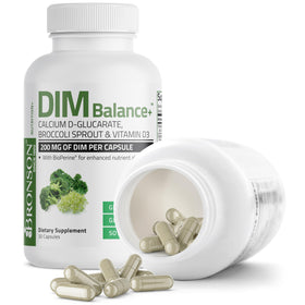 Bronson DIM Balance+ 200 mg 30 capsules végétariennes, capsules dans une main
