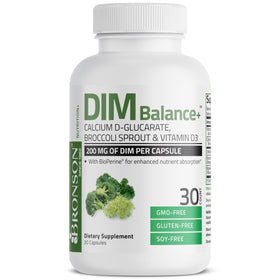 Bronson DIM Balance+ 200 mg 30 capsules végétariennes, prise de vue en gros plan