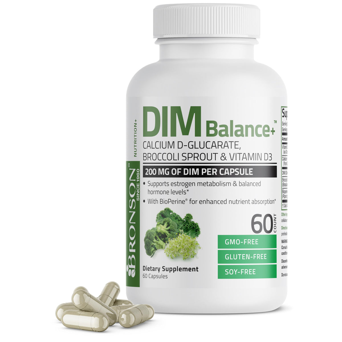 Bronson DIM Balance+ 200 mg capsules végétariennes, boîte de 60 capsules