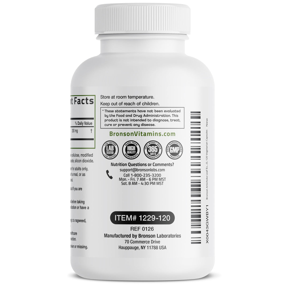 Bronson Extrait de Feuille d'Artichaut, capsules sur une surface blanche