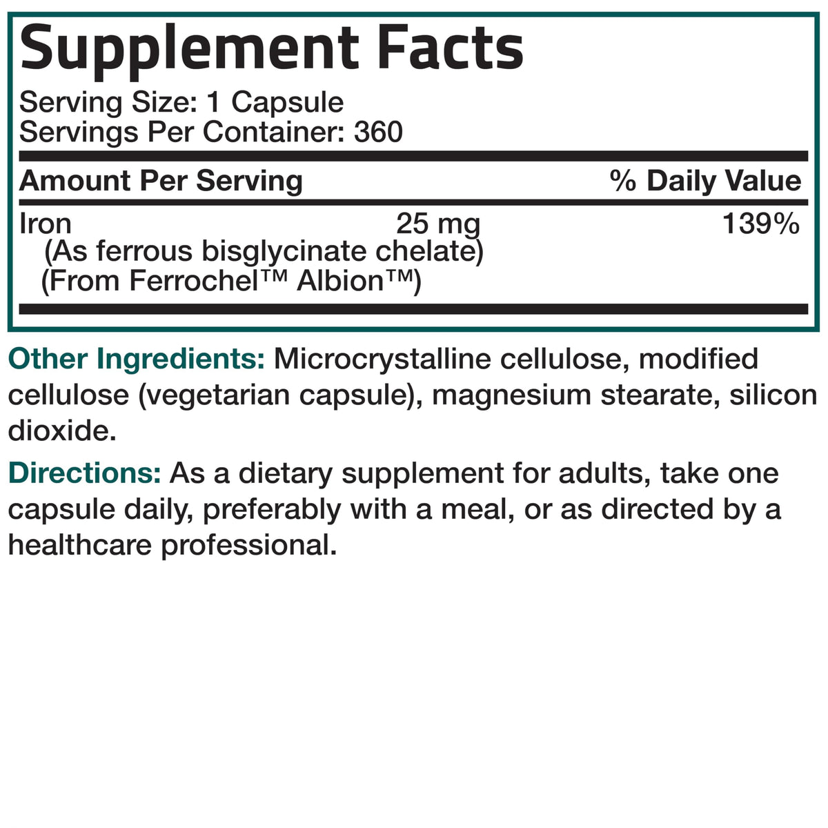 Bronson Fer Bisglycinate 25 mg avec des fruits frais