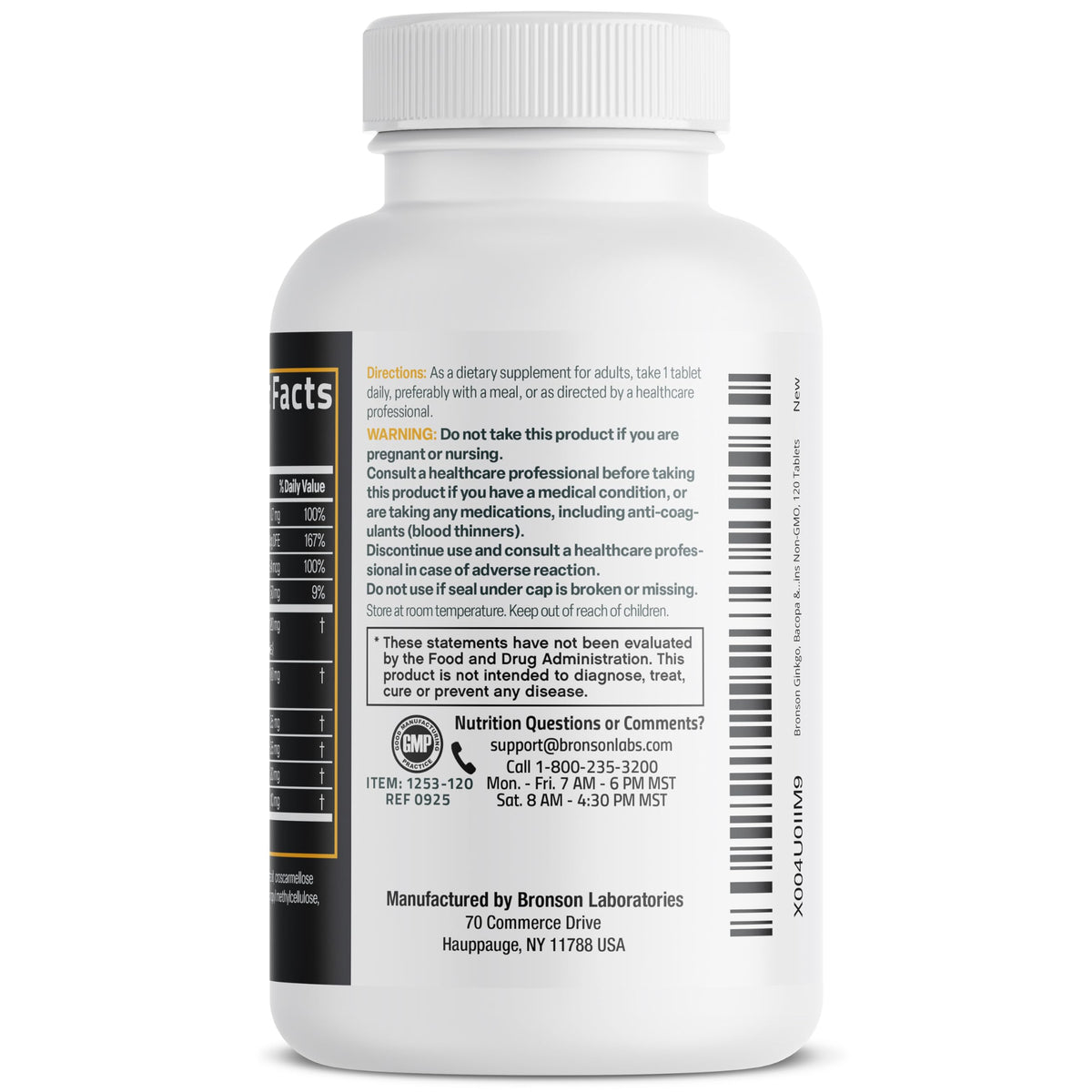 Bronson Ginkgo 120 comprimés vue de dessus