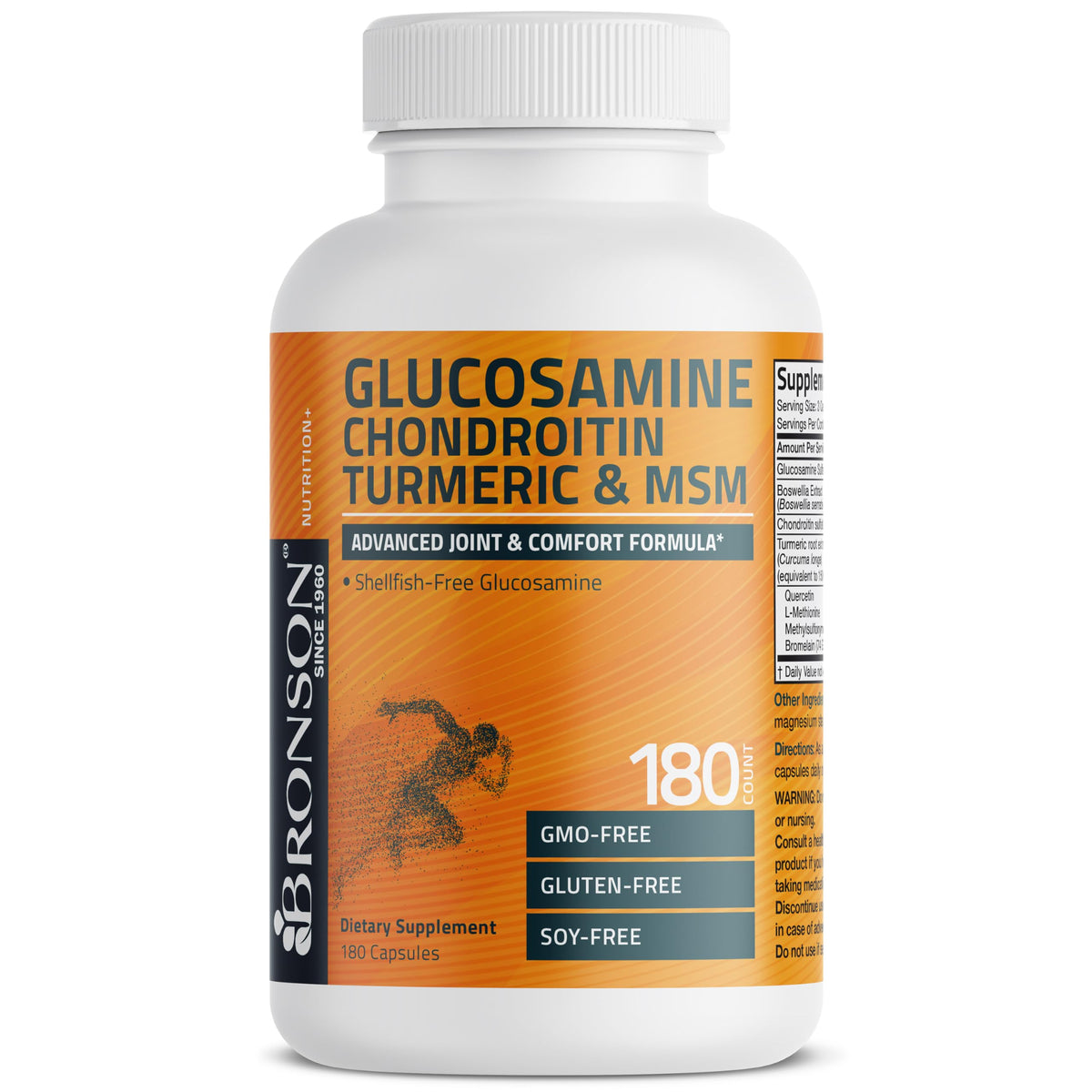 Bronson Glucosamine Chondroitin Turmeric & MSM bottle with capsules