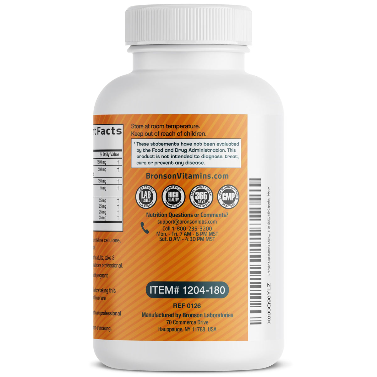 Bronson Glucosamine Chondroitin Turmeric & MSM capsules with measuring spoon