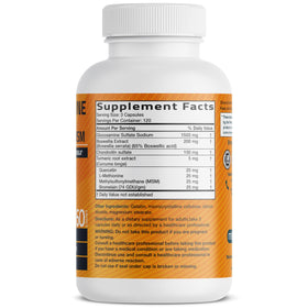 Bronson Glucosamine Chondroitin Turmeric & MSM emballage avec informations