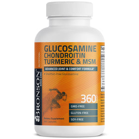 Bronson Glucosamine Chondroitin Turmeric & MSM produit sur une table