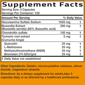 Bronson Glucosamine Chondroitin Turmeric & MSM produits sur une étagère