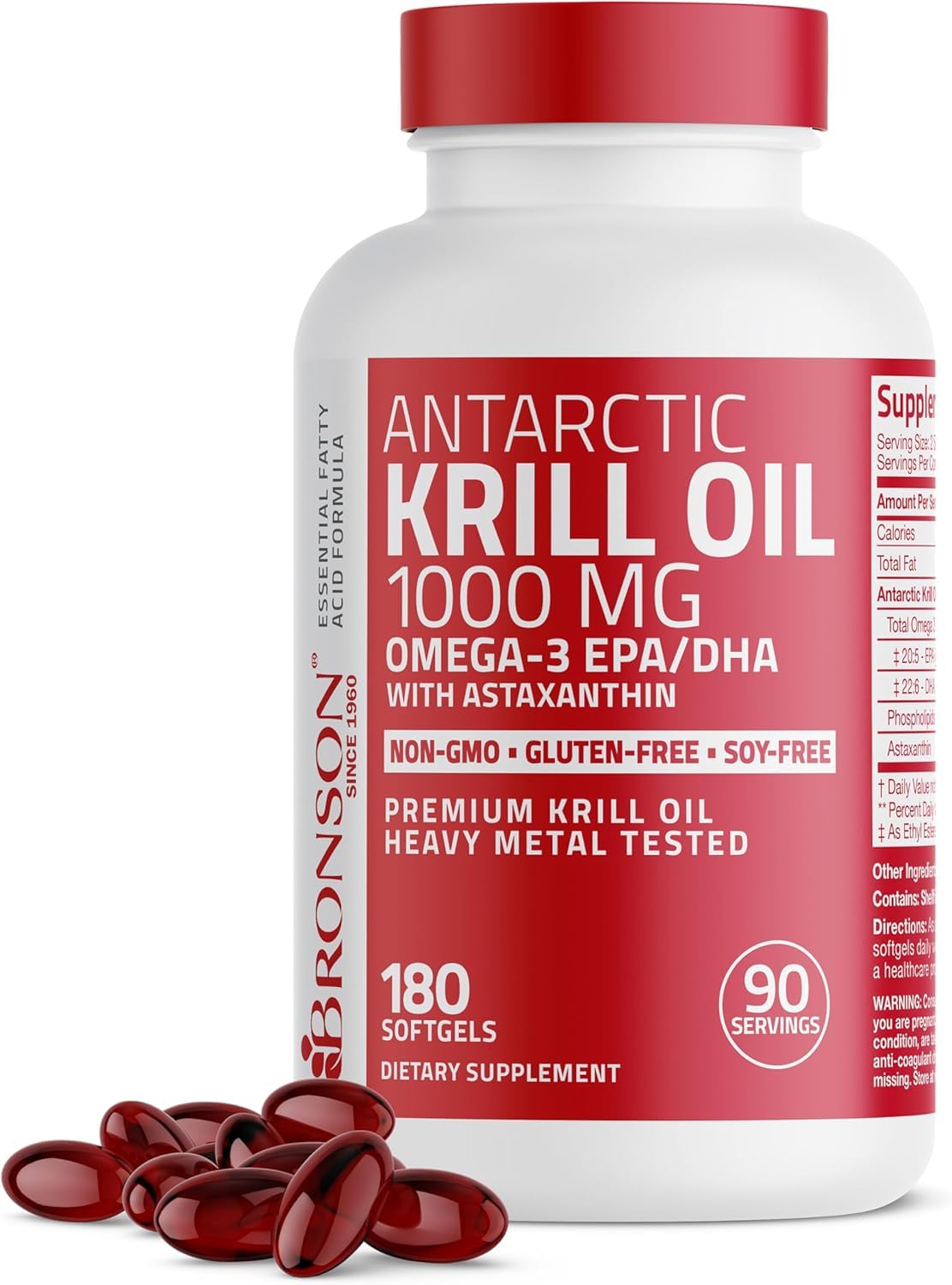 Bronson Huile de Krill Antarctique 1000 mg gélules molles avant